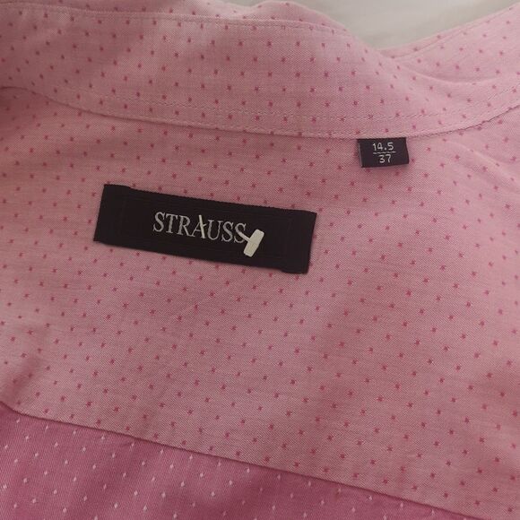 Strauss Men Button Down Shirt & Tie Combo Tie 100% Silk 14.5 Pink - Picture 9 of 16